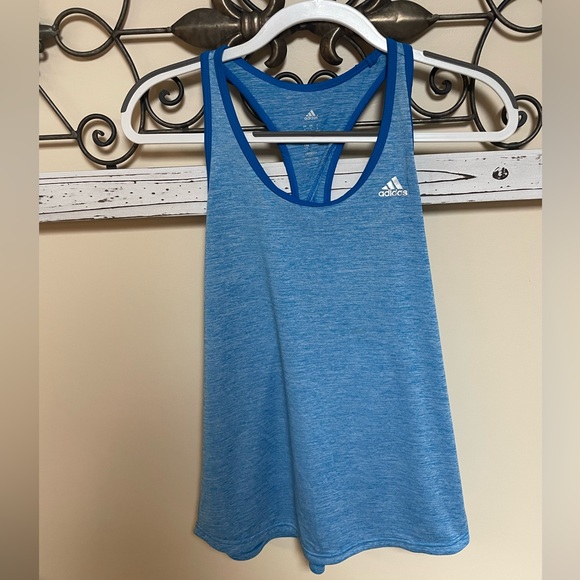 Adidas Women’s Athletic Cut Blue Tank Top, Size Large - Picture 1 of 5